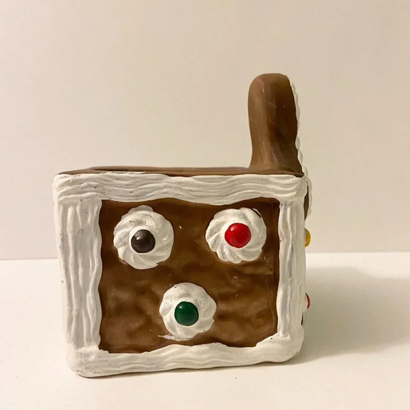 Vintage 1990  Holland Floral Planter Gingerbread Man House Candycane Taiwan - Picture 6 of 14